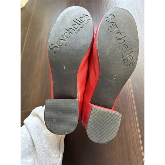 Anthropologie Seychelles Red Leather Round Toe Block Heel Sz 7 - Picture 5 of 5